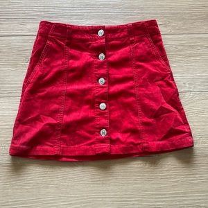 Forever 21 Red Button-Up corduroy Skirt